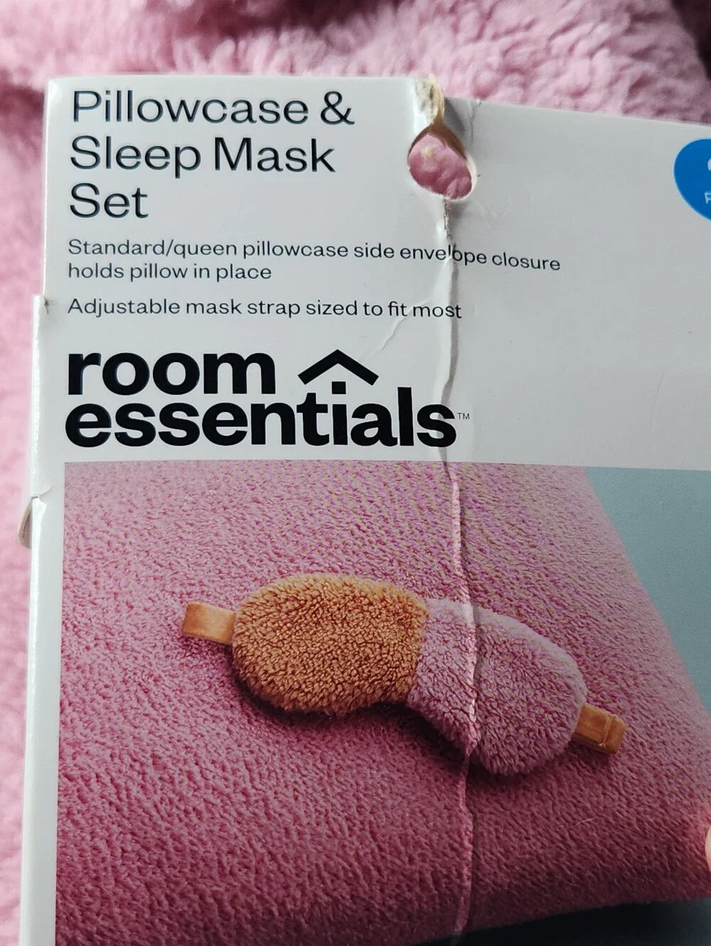 Standard Cozy Bundle Pink/Rust Pillow Case & Eye Mask - Room Essentials